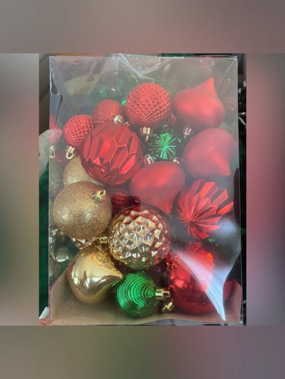 NEW Christmas Ornaments (Set Of 50) - Gold, Red & Green Shatterproof